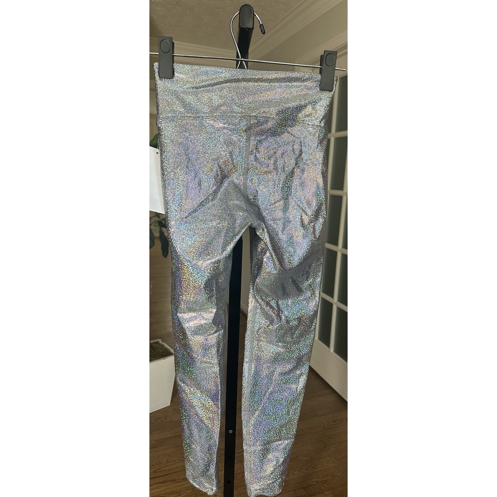 Heroine Sport Marvel High Waist Holographic Leggings XS Silver Sparkle Metallic - Picture 4 of 9